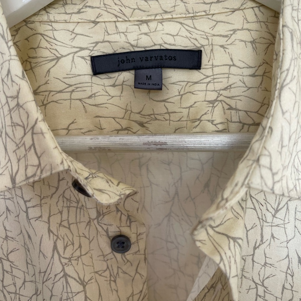 John Varvatos Soft Yellow Patterned Button Down L… - image 2